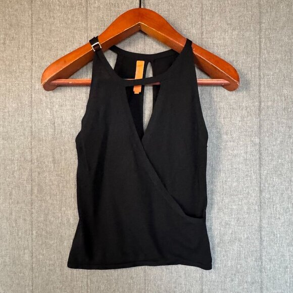 Sweet by Miss Me Black High Neck Racer Back Key Hole Crossover Tank Top Size S - Picture 1 of 10